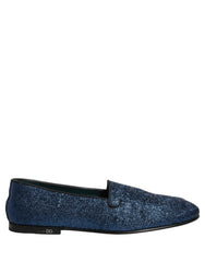 Dolce & Gabbana Blue Glitter Lurex DG Logo Dress Loafers Shoes - EU44/US11