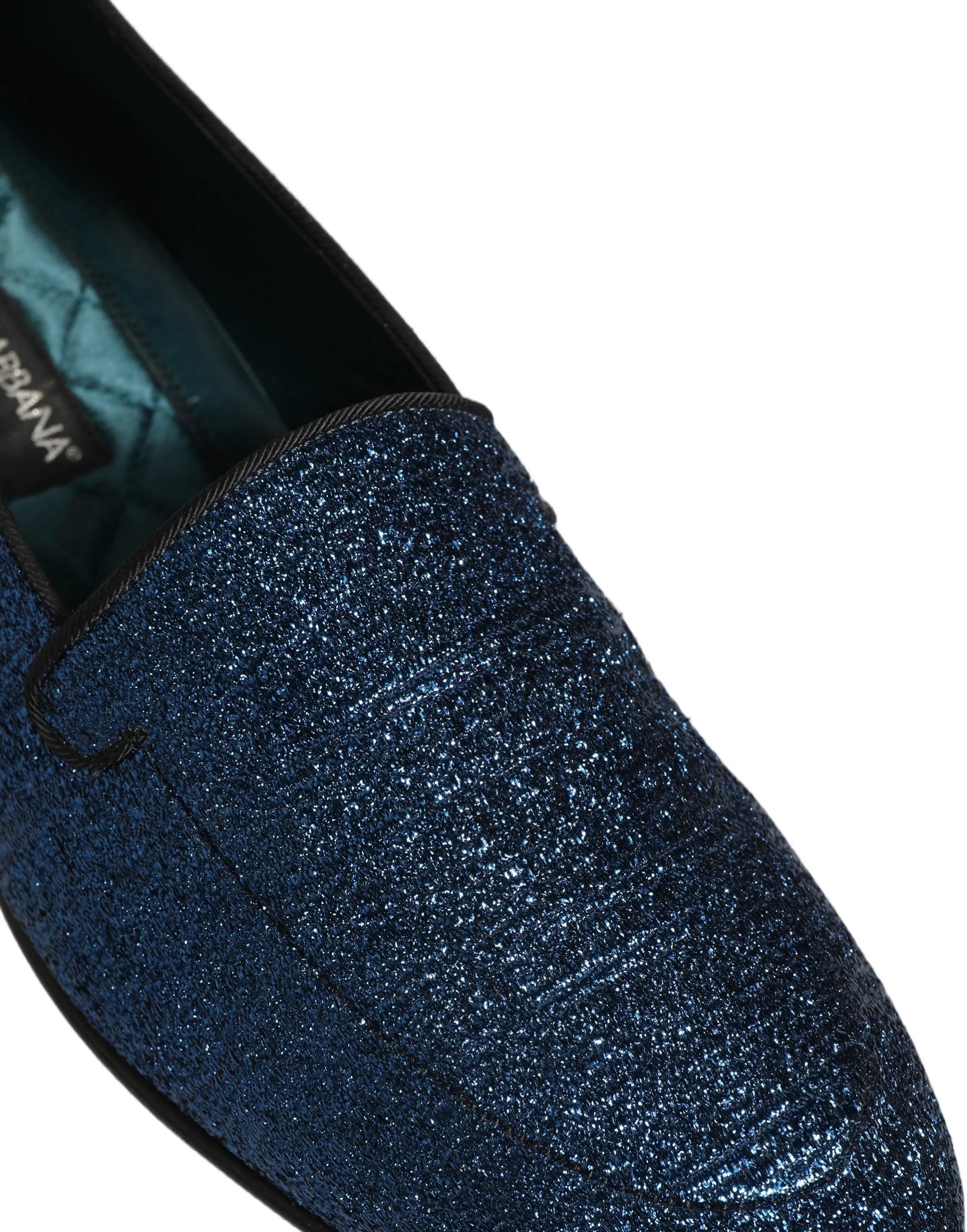 Dolce & Gabbana Blue Glitter Lurex DG Logo Dress Loafers Shoes - EU44/US11