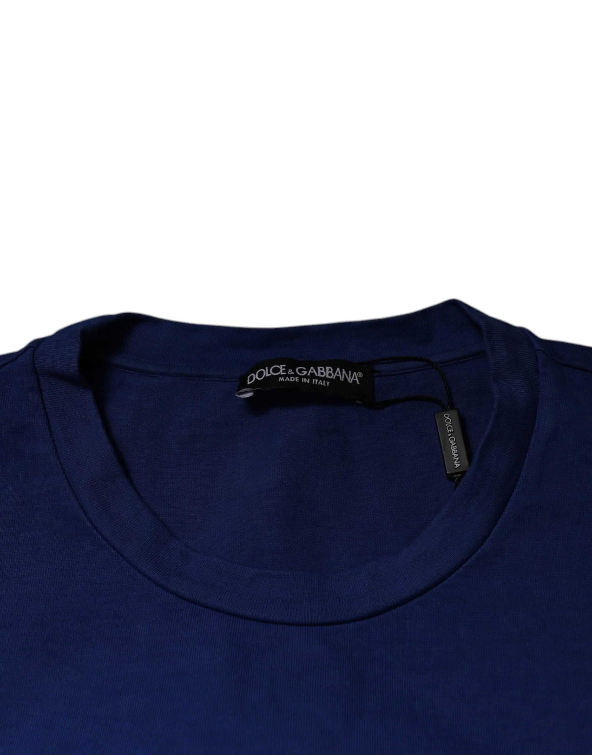 Dolce & Gabbana Blue Graphic Print Cotton Crew Neck T-shirt - T-Shirts
