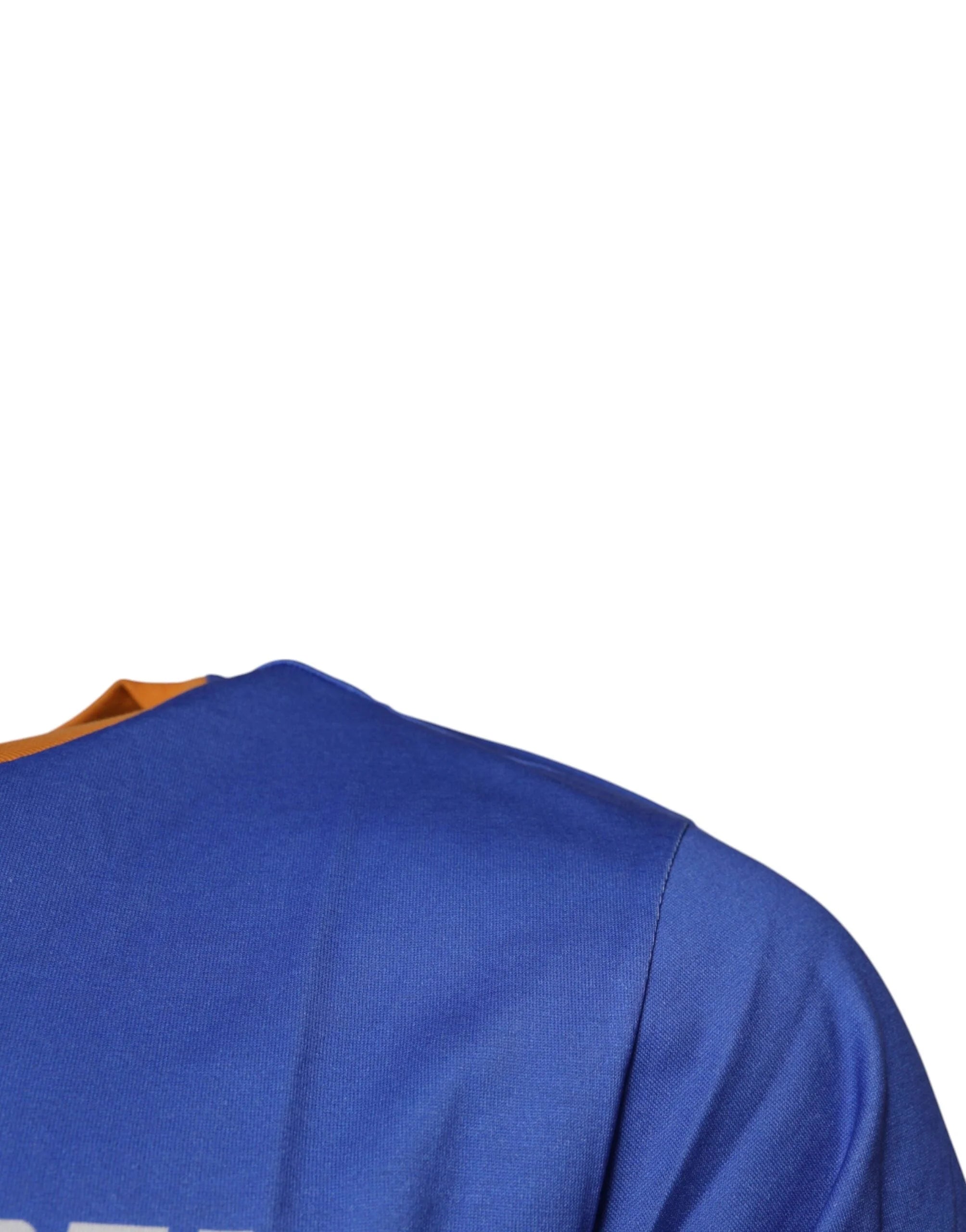 Dolce & Gabbana Blue Graphic Print Cotton Crew Neck T-shirt - T-Shirts