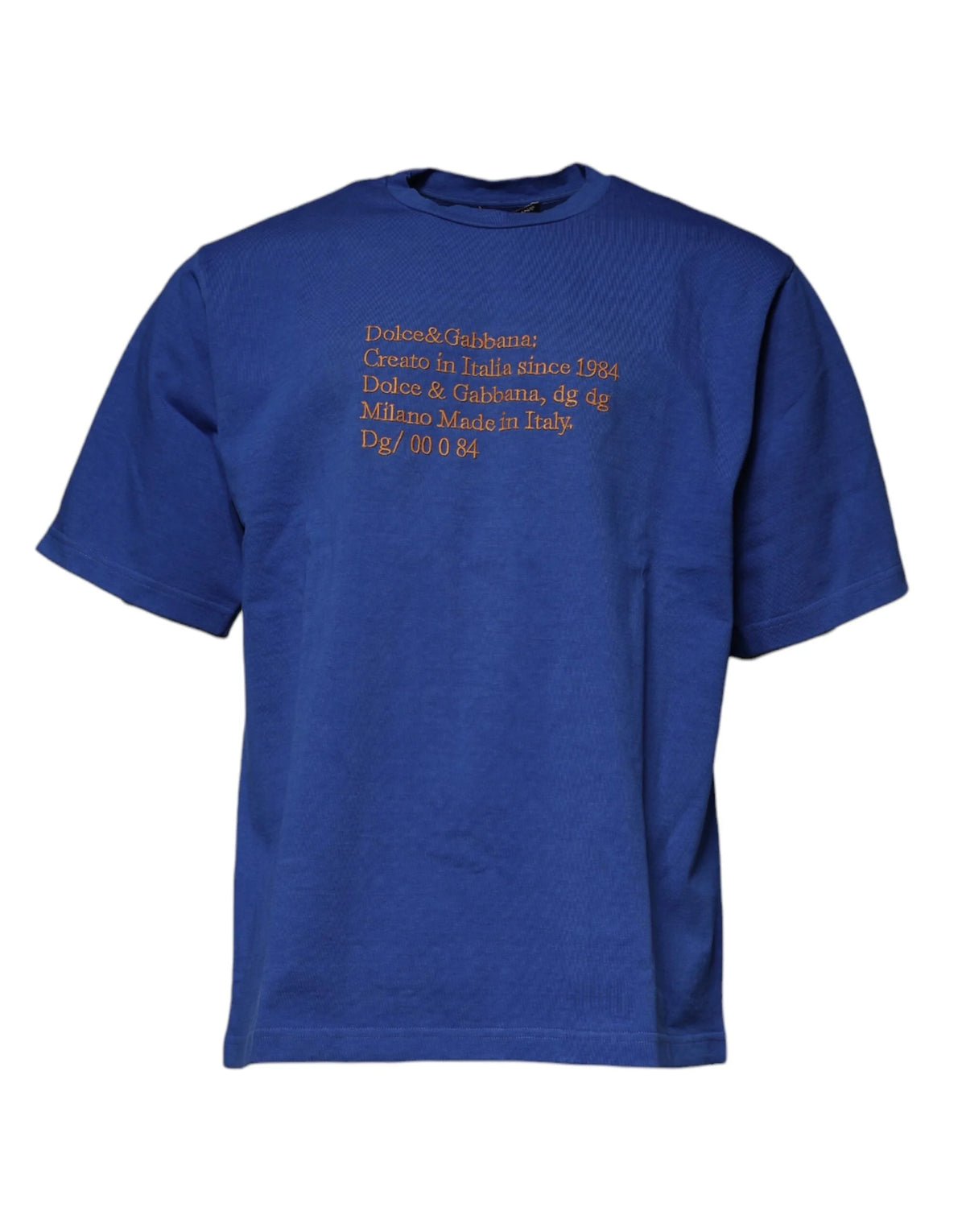 Dolce & Gabbana Blue Graphic Print Cotton Crew Neck T-shirt - T-Shirts