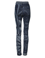 Dolce & Gabbana Blue Graphic Print Cotton Skinny Denim Jeans - Jeans