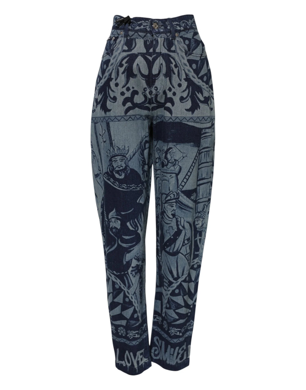 Dolce & Gabbana Blue Graphic Print Tapered Denim Jeans - Jeans
