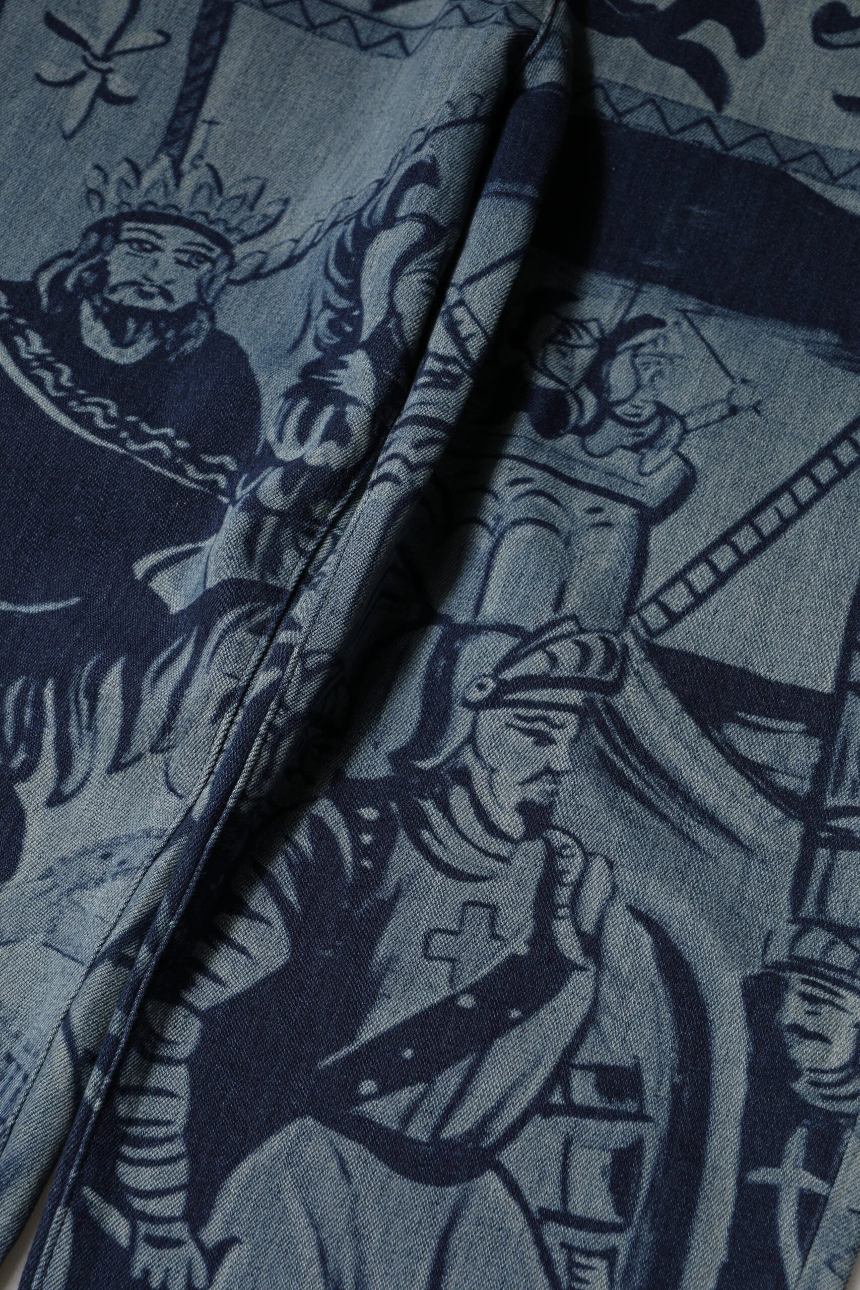 Dolce & Gabbana Blue Graphic Print Tapered Denim Jeans - Jeans