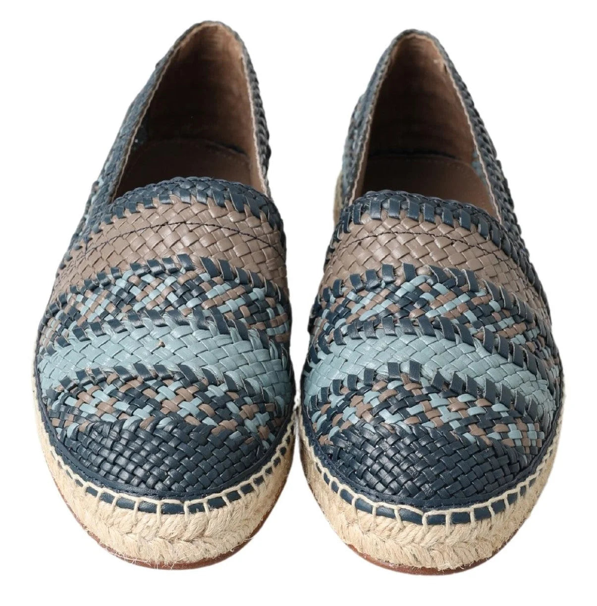 Dolce & Gabbana Blue Gray Leather Buffalo Espadrille Shoes - Flats