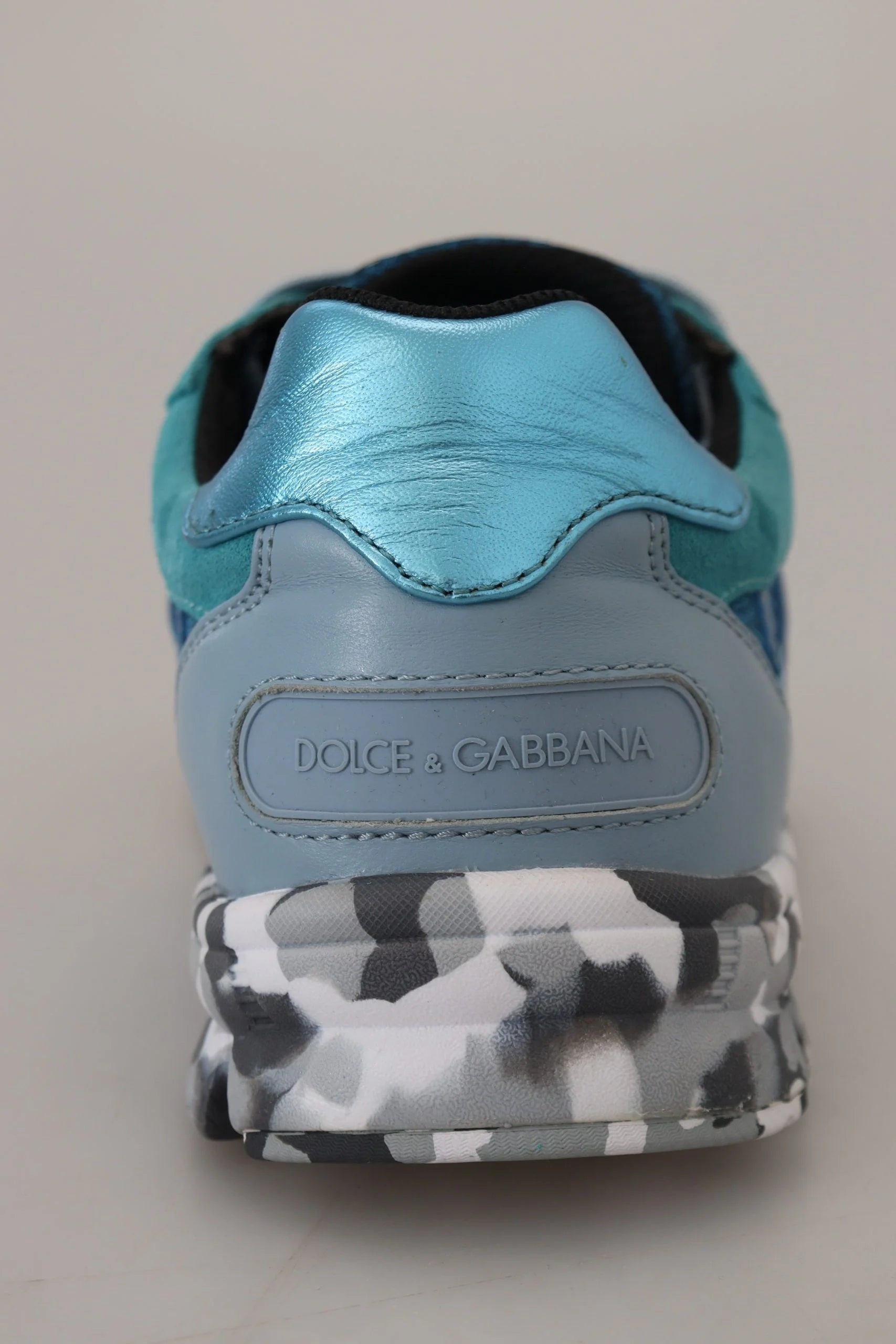 Dolce & Gabbana Blue Gray Leather Sport Low Top Sneakers - Sneakers