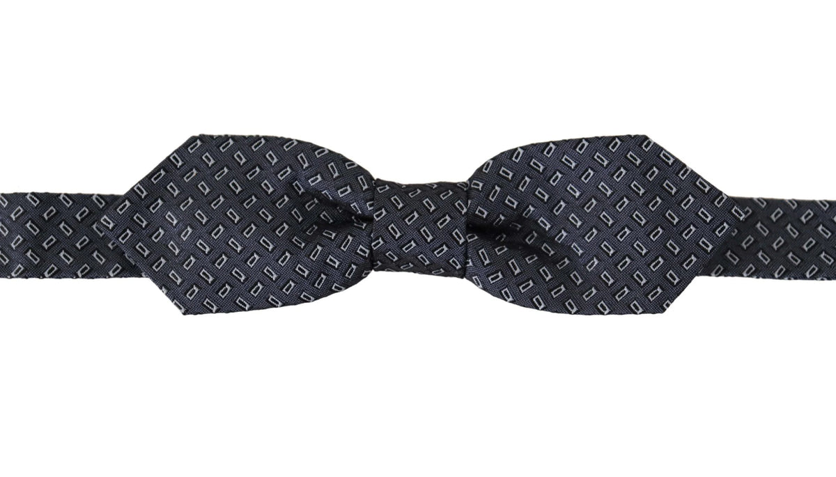 Dolce & Gabbana Blue Gray Polka Dot 100% Silk Neck Papillon Tie - Neckties
