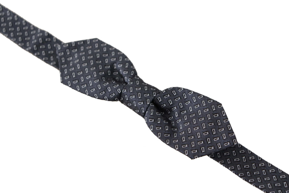 Dolce & Gabbana Blue Gray Polka Dot 100% Silk Neck Papillon Tie - Neckties