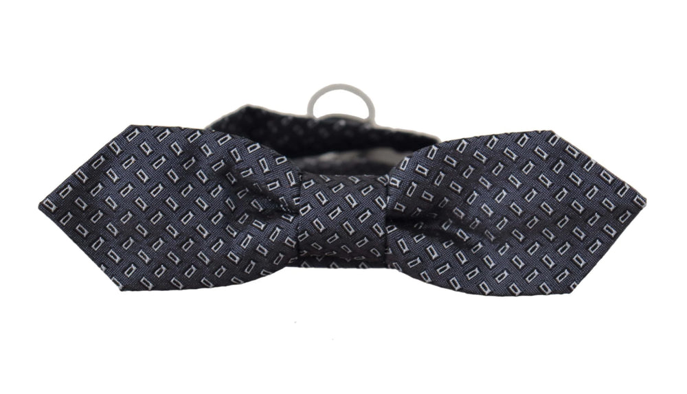 Dolce & Gabbana Blue Gray Polka Dot 100% Silk Neck Papillon Tie - Neckties