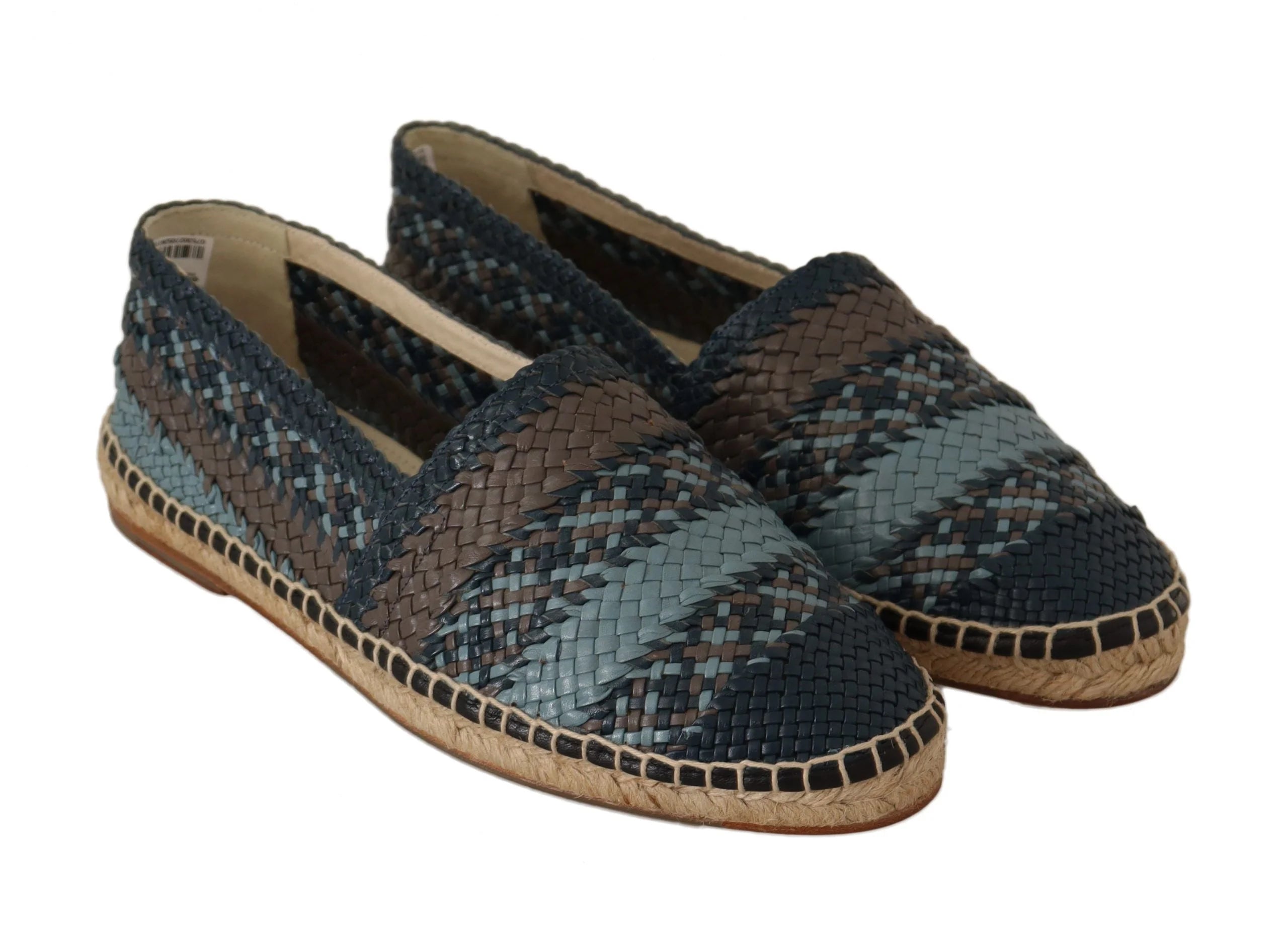 Dolce & Gabbana Blue Gray Slip On Buffalo Espadrille Shoes - EU40/US7 - Flats