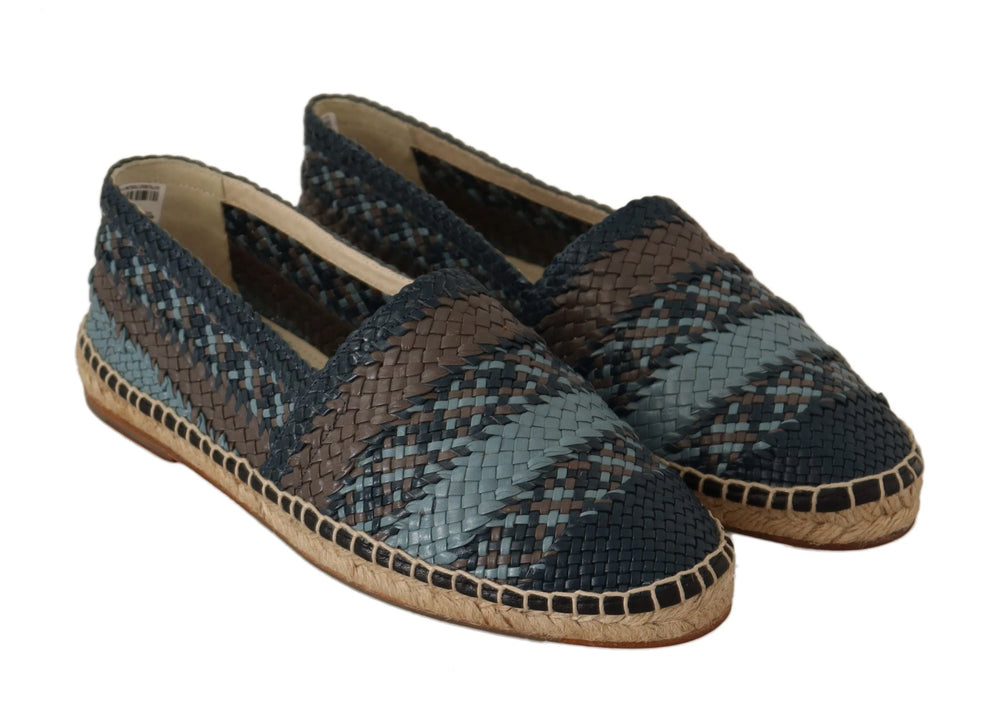 Dolce & Gabbana Blue Gray Slip On Buffalo Espadrille Shoes - EU40/US7 - Flats