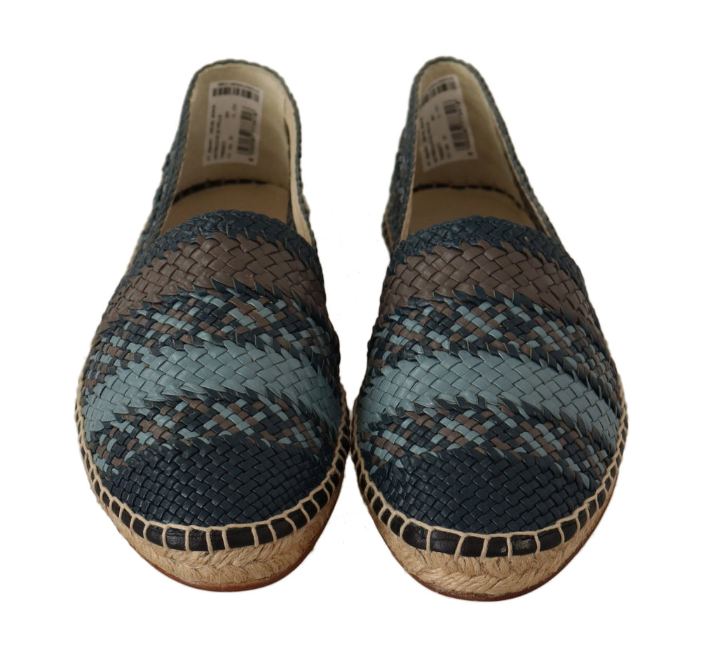 Dolce & Gabbana Blue Gray Slip On Buffalo Espadrille Shoes - EU40/US7 - Flats