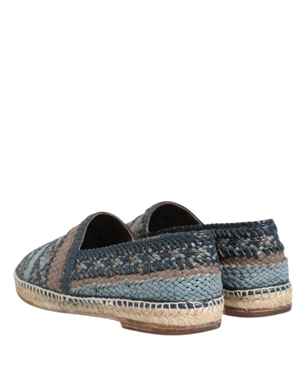 Dolce & Gabbana Blue Gray Woven Leather Buffalo Espadrille Shoes - EU42/US9 - Flats