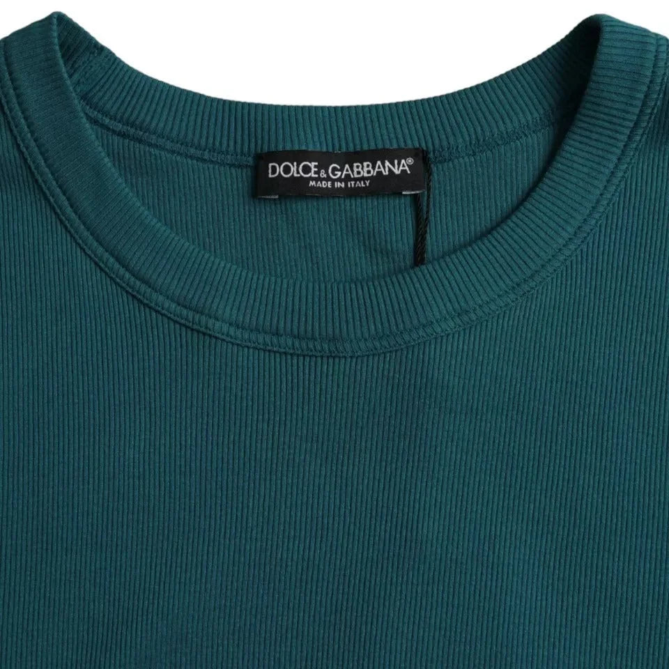 Dolce & Gabbana Blue Green Cotton Round Neck Short Sleeves T-shirt - IT48 | M - T-Shirts