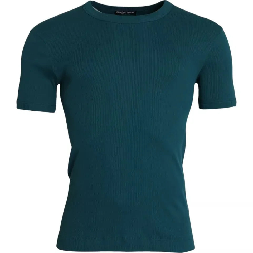 Dolce & Gabbana Blue Green Cotton Round Neck Short Sleeves T-shirt - IT48 | M - T-Shirts