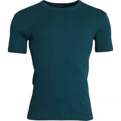 Dolce & Gabbana Blue Green Cotton Round Neck Short Sleeves T-shirt - IT48 | M - T-Shirts