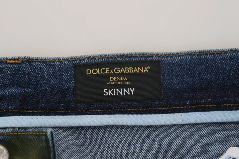 Dolce & Gabbana Blue Green Skinny Cotton Denim Jeans - Jeans
