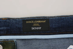 Dolce & Gabbana Blue Green Skinny Cotton Denim Jeans - Jeans
