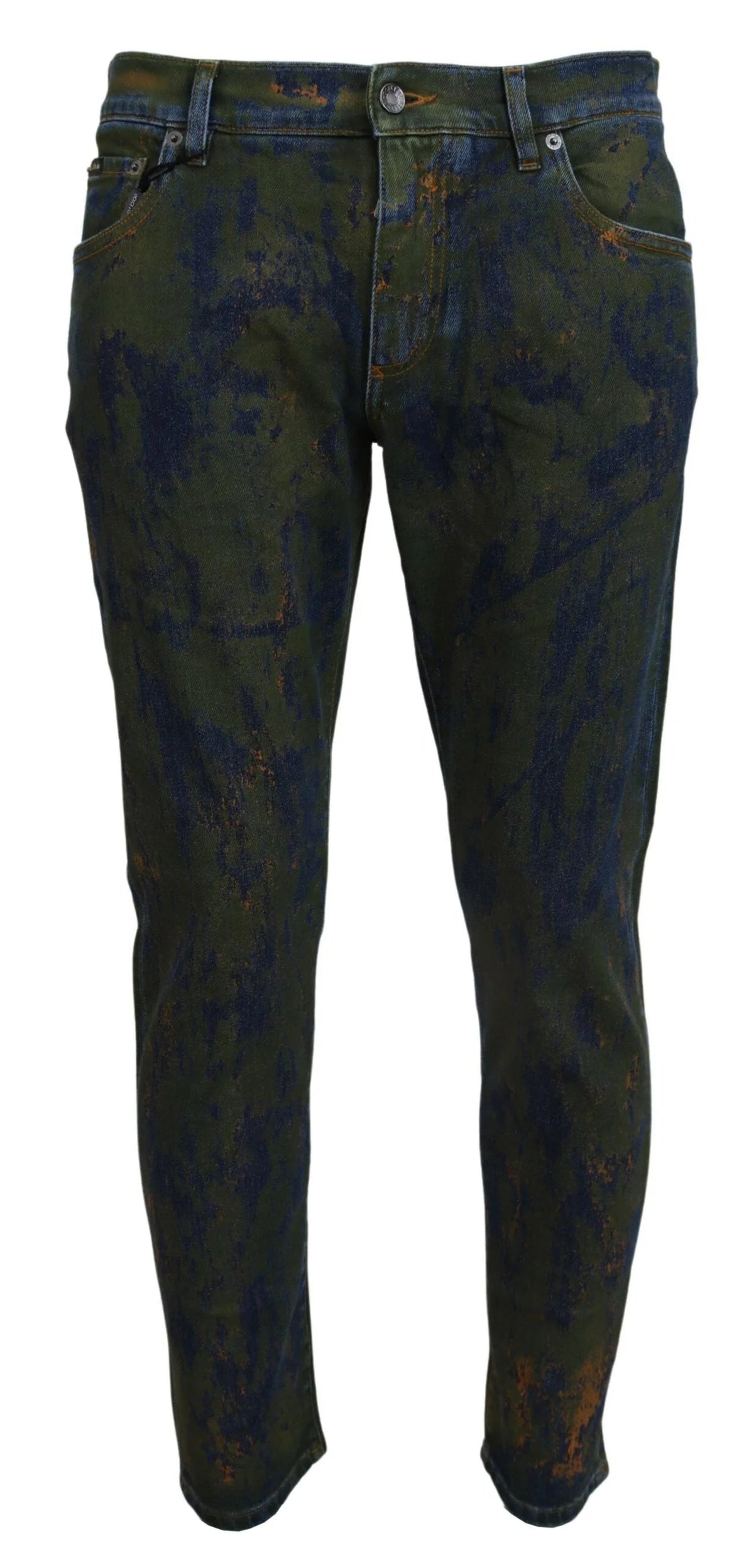 Dolce & Gabbana Blue Green Skinny Cotton Denim Jeans - Jeans