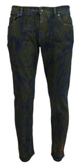 Dolce & Gabbana Blue Green Skinny Cotton Denim Jeans - Jeans