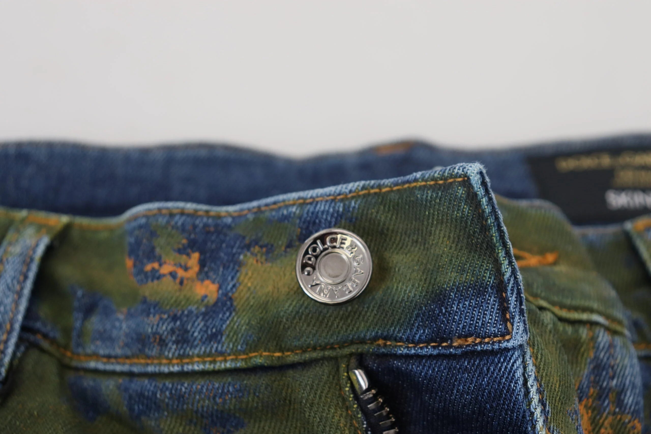 Dolce & Gabbana Blue Green Skinny Cotton Denim Jeans - Jeans