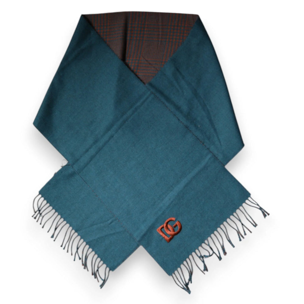 Dolce & Gabbana Blue Green Wool Fringes Wrap Shawl Scarf - Scarves & Shawls