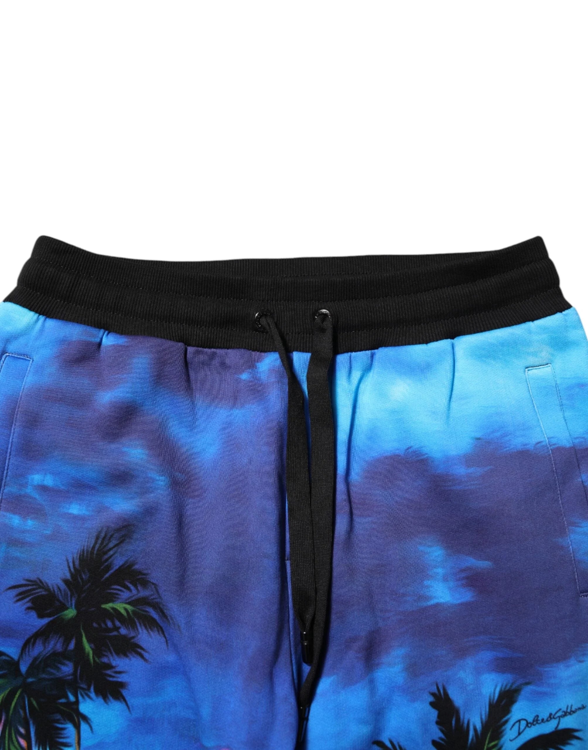 Dolce & Gabbana Blue Hawaiian Print Jogger Sweatpants Pants - Joggers