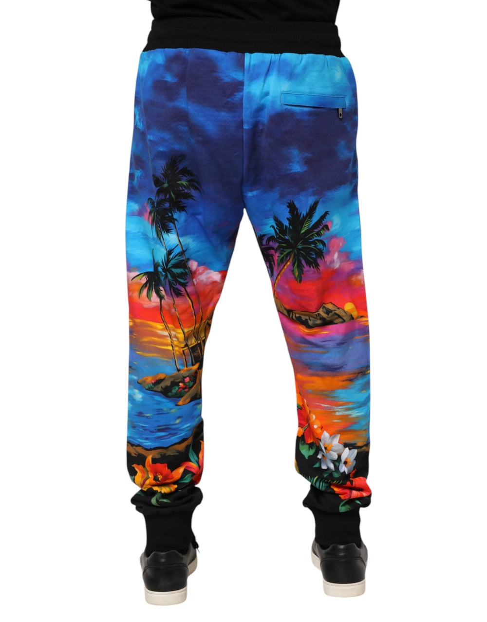 Dolce & Gabbana Blue Hawaiian Print Jogger Sweatpants Pants - Joggers
