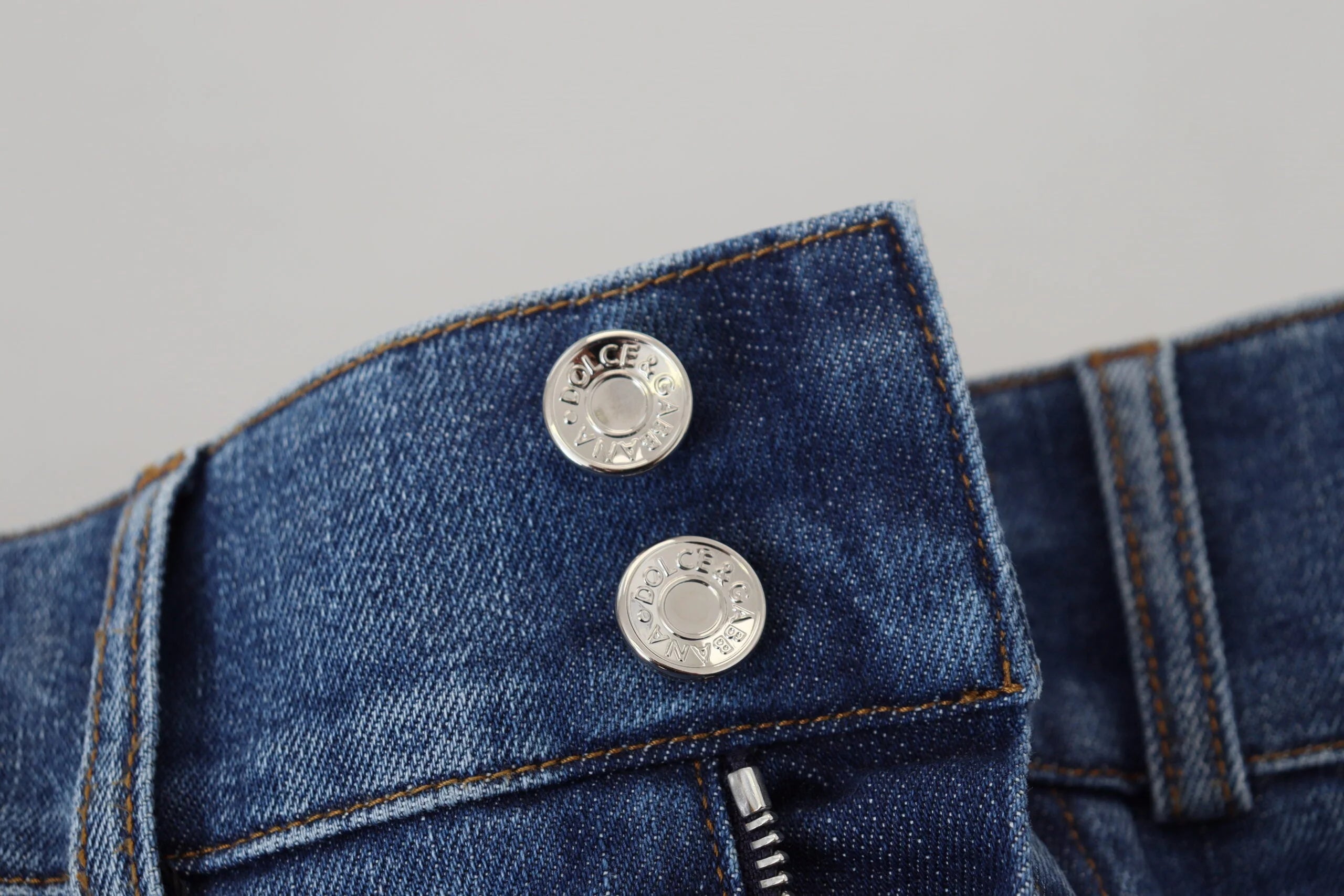 Dolce & Gabbana Blue High Waist Denim Cotton Stretch Jeans - IT36 | XS - Jeans