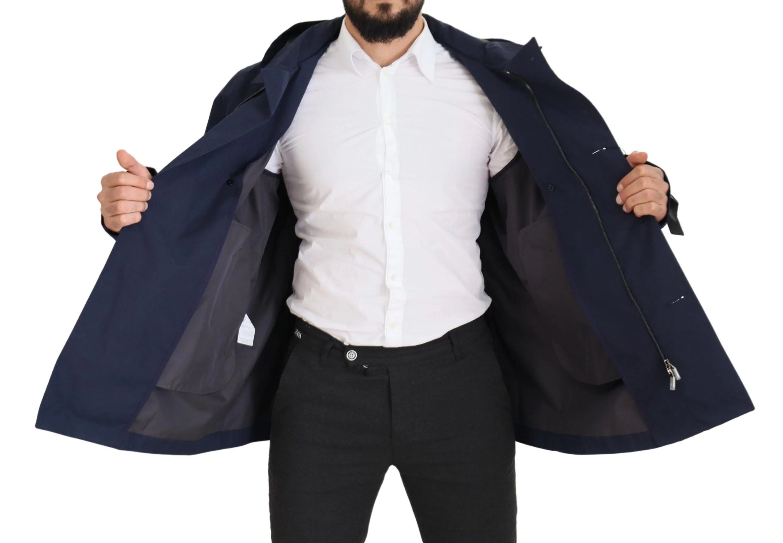 Dolce & Gabbana Blue Hooded Double Breasted Coat Jacket - IT58 | XXL - Parkas