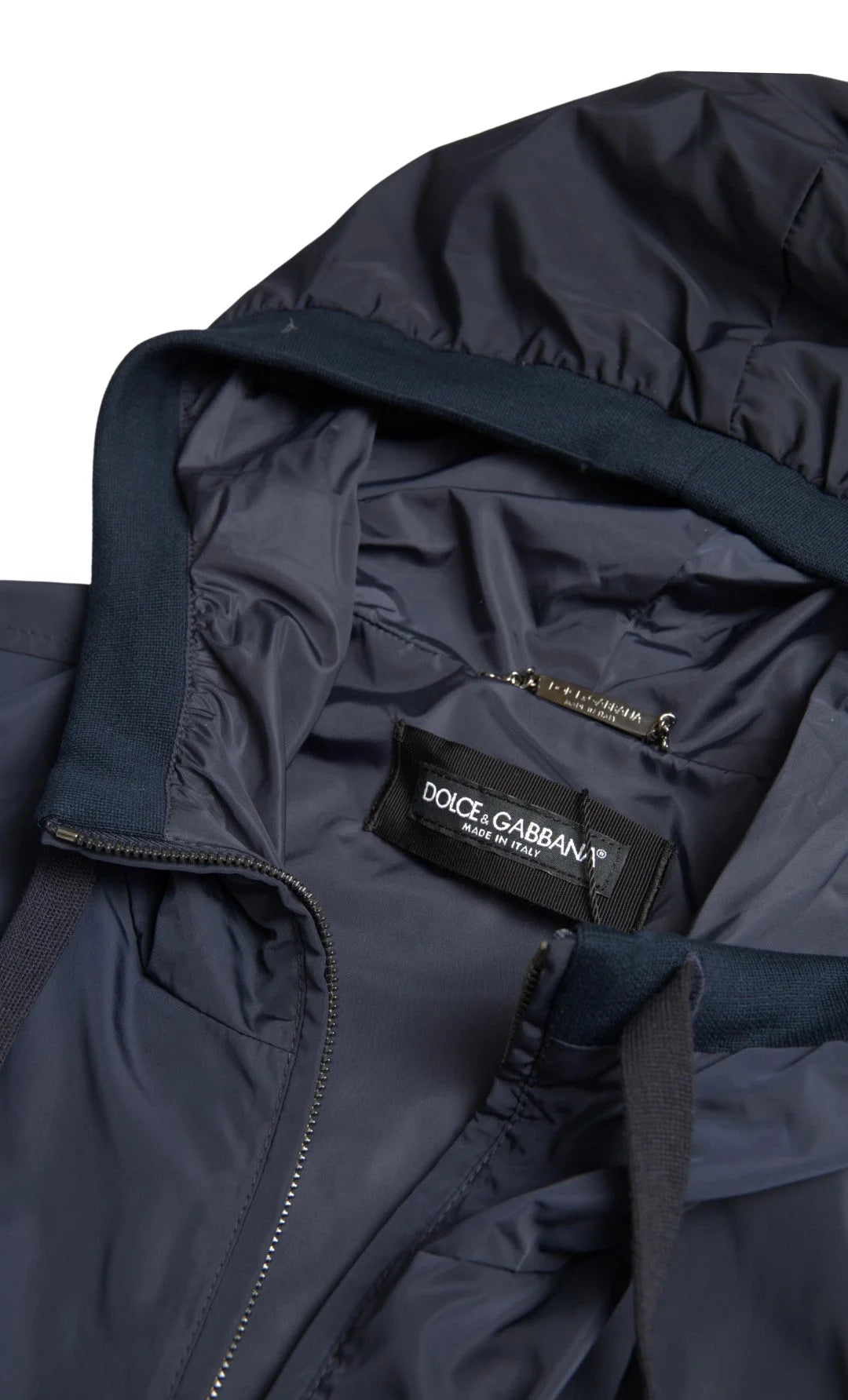 Dolce & Gabbana Blue Hooded Logo Polyester Full Zip Sweater - IT46 | S - Hoodies