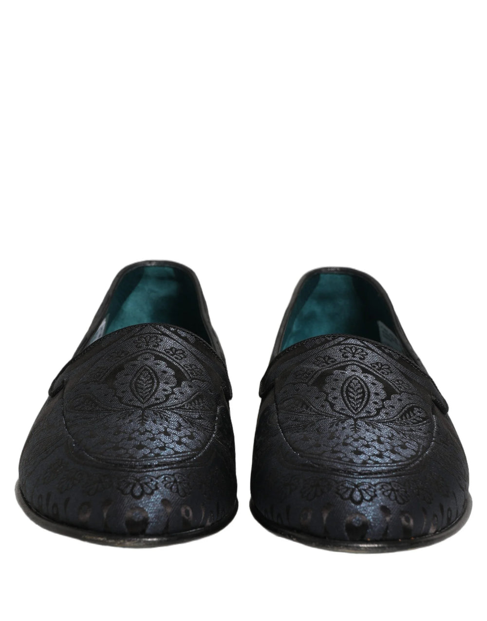 Dolce & Gabbana Blue Jacquard Leather Slip On Loafers Shoes - EU43/US10