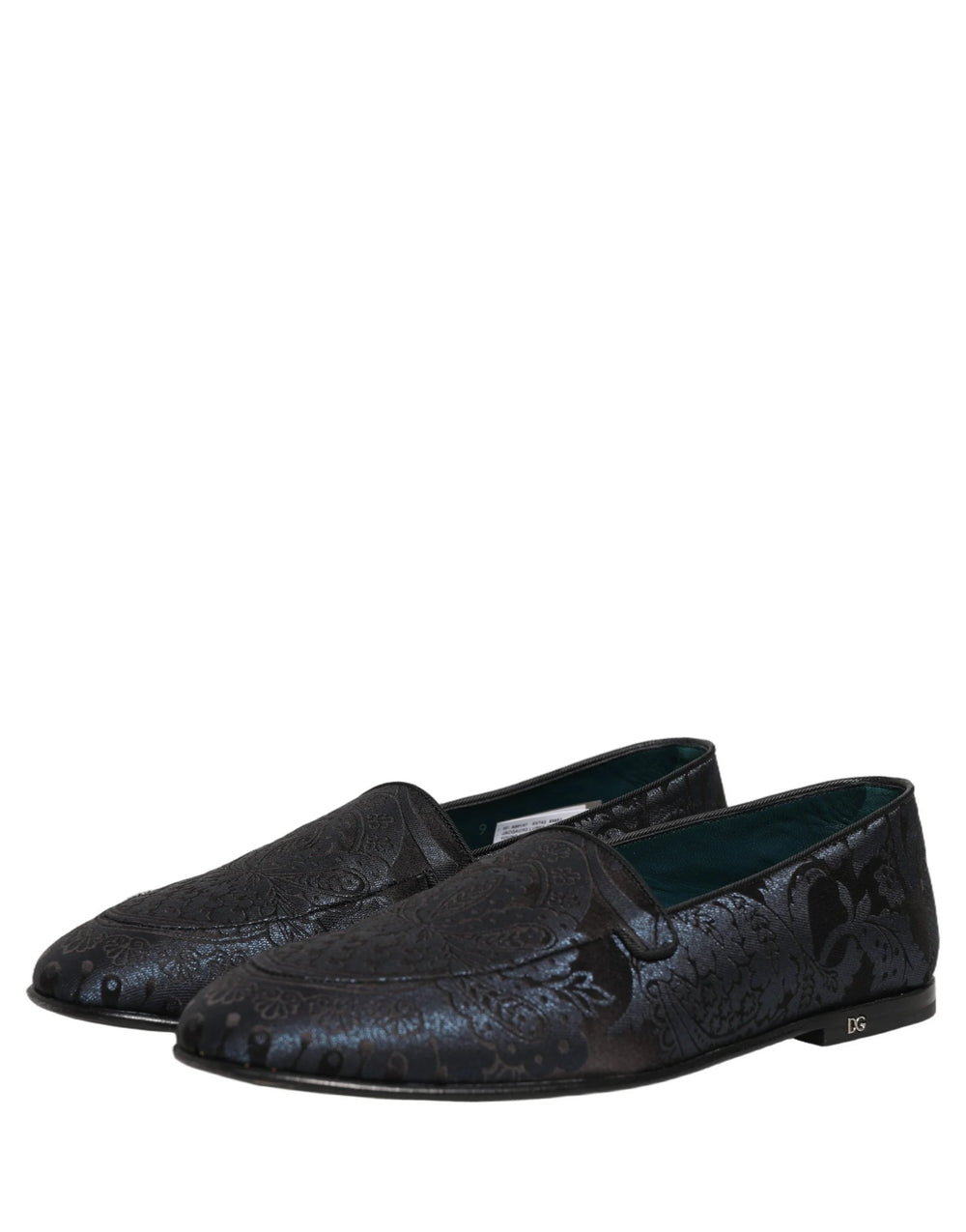 Dolce & Gabbana Blue Jacquard Leather Slip On Loafers Shoes - EU43/US10