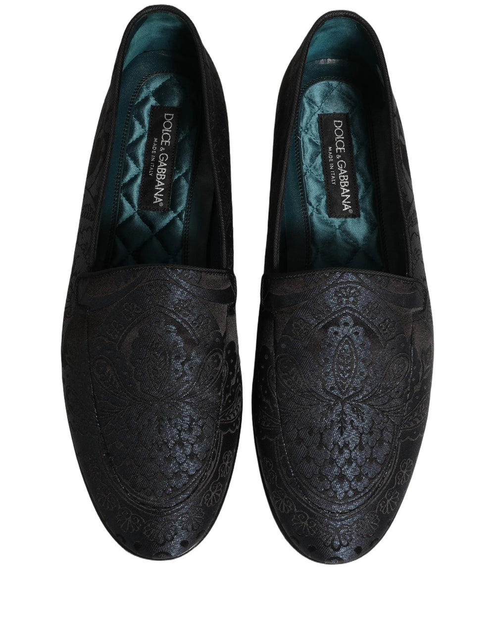 Dolce & Gabbana Blue Jacquard Leather Slip On Loafers Shoes - EU43/US10