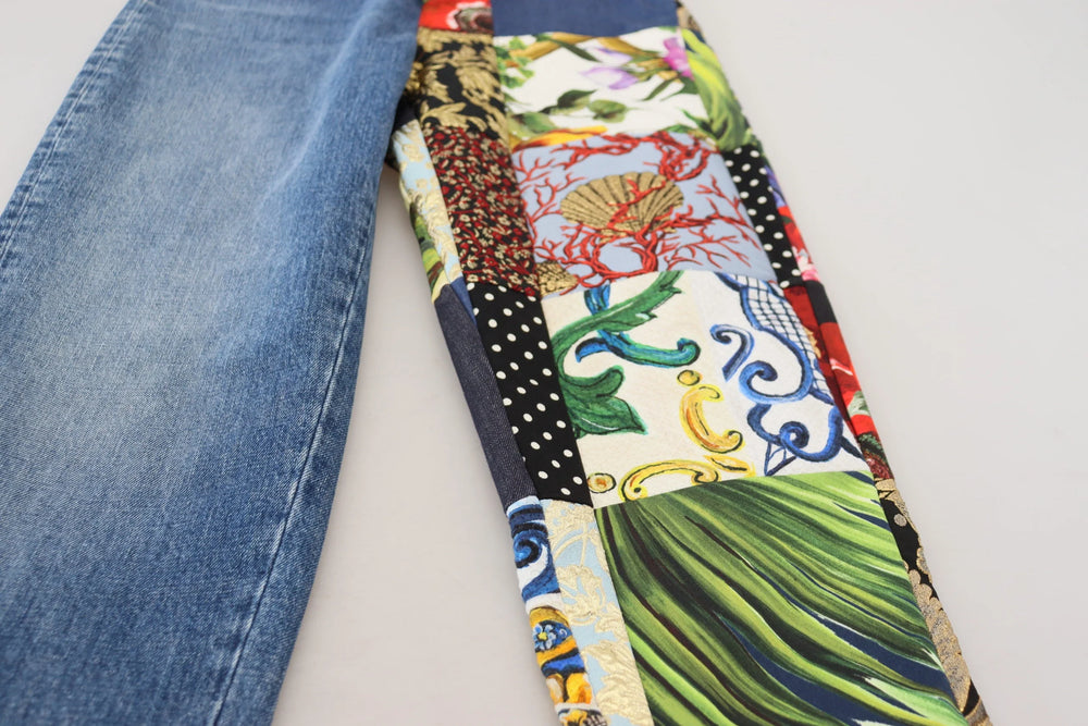 Dolce & Gabbana Blue Jacquard Majolica High Waist Jeans - IT36|XXS - Jeans