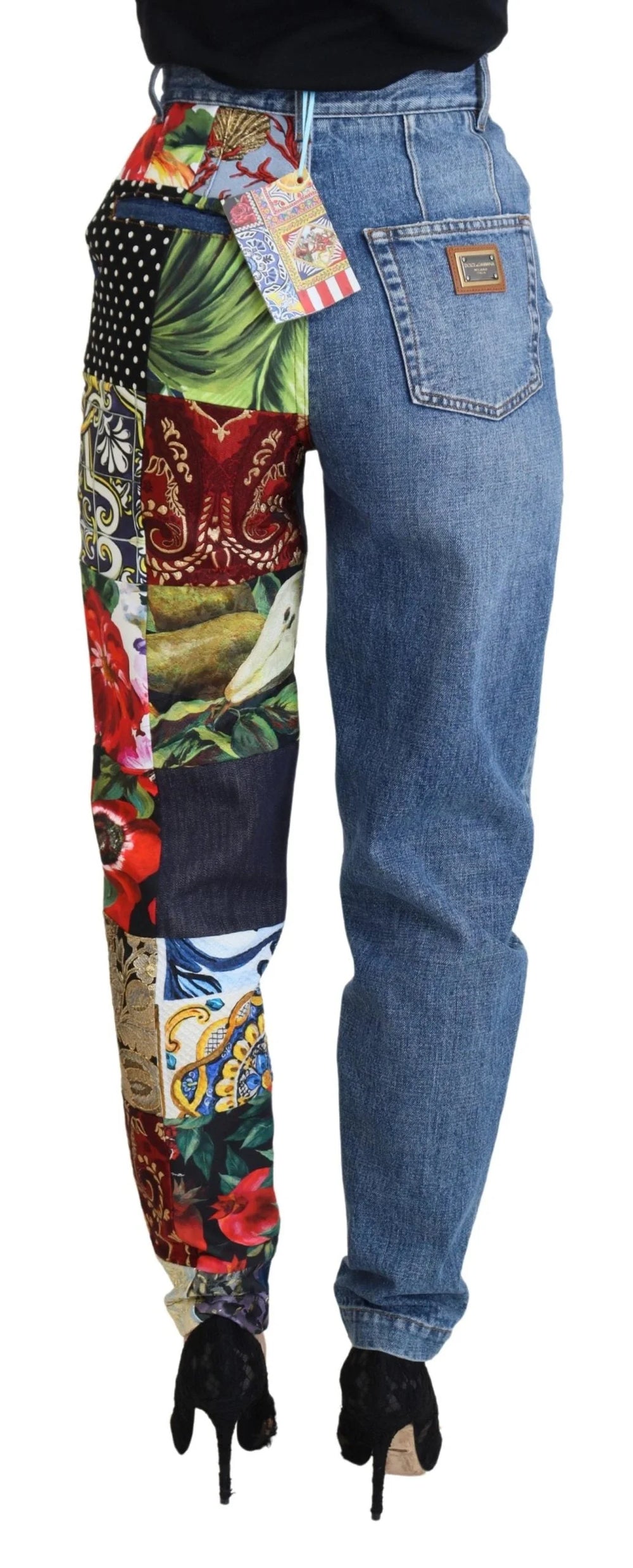 Dolce & Gabbana Blue Jacquard Majolica High Waist Jeans - IT36|XXS - Jeans