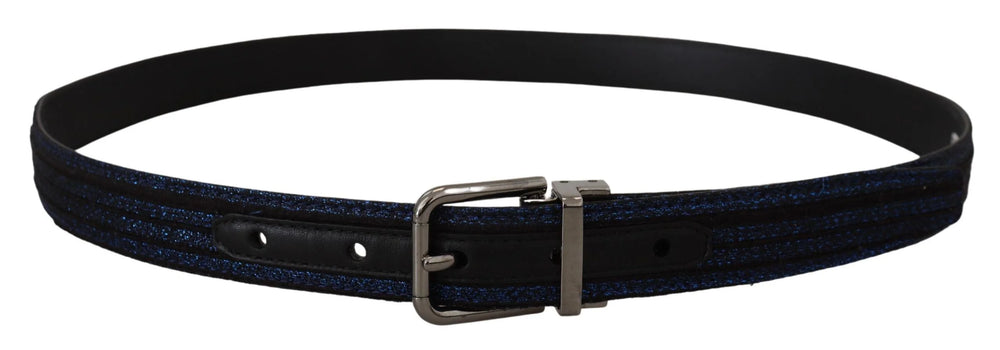 Dolce & Gabbana Blue Jacquard Stripe Silver Buckle Belt - 90 cm / 36 Inches - Belts