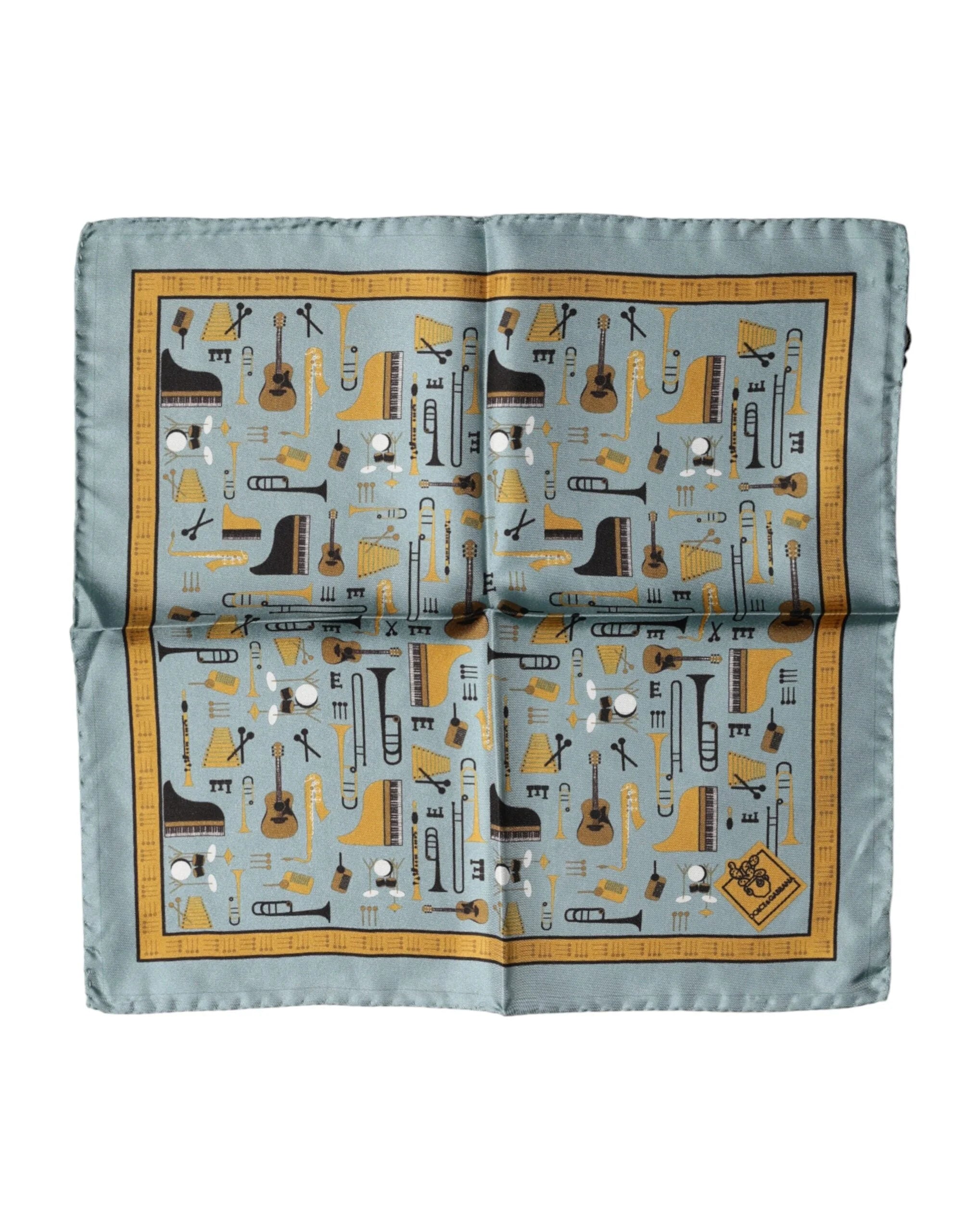 Dolce & Gabbana Blue Jazz Club Square Handkerchief Scarf - Scarves & Shawls