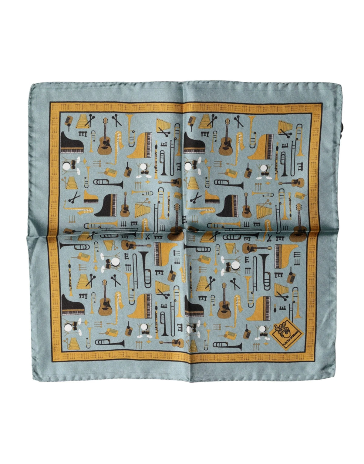 Dolce & Gabbana Blue Jazz Club Square Handkerchief Scarf - Scarves & Shawls