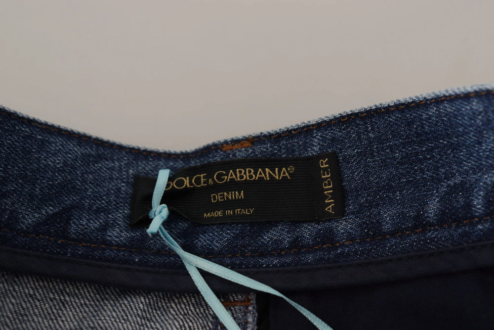 Dolce & Gabbana Blue Jeans Jacquard Majolica High Waist Pants - IT36 | XS - Jeans