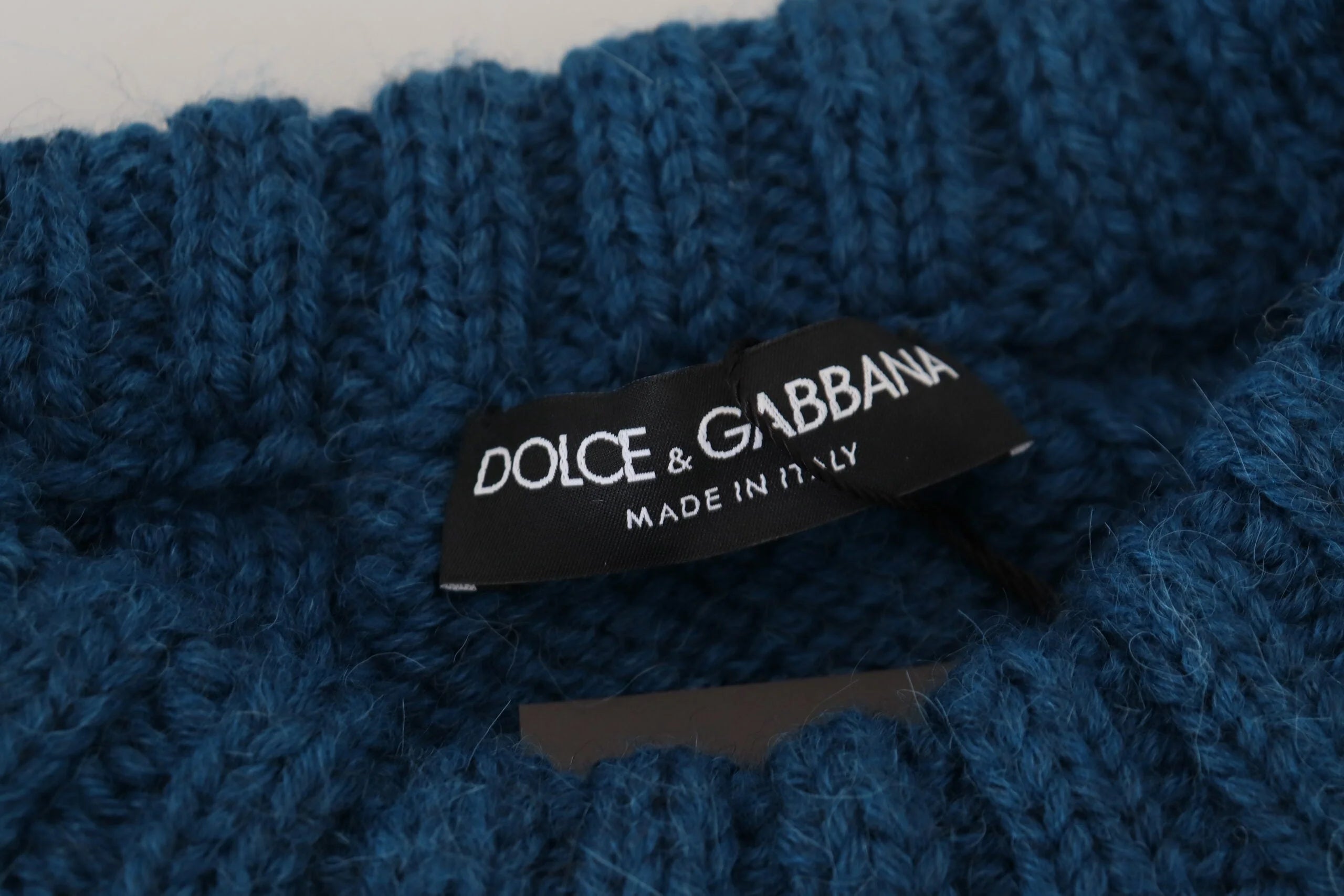 Dolce & Gabbana Blue Knitted Wool Alpaca Pullover Sweater - Sweaters