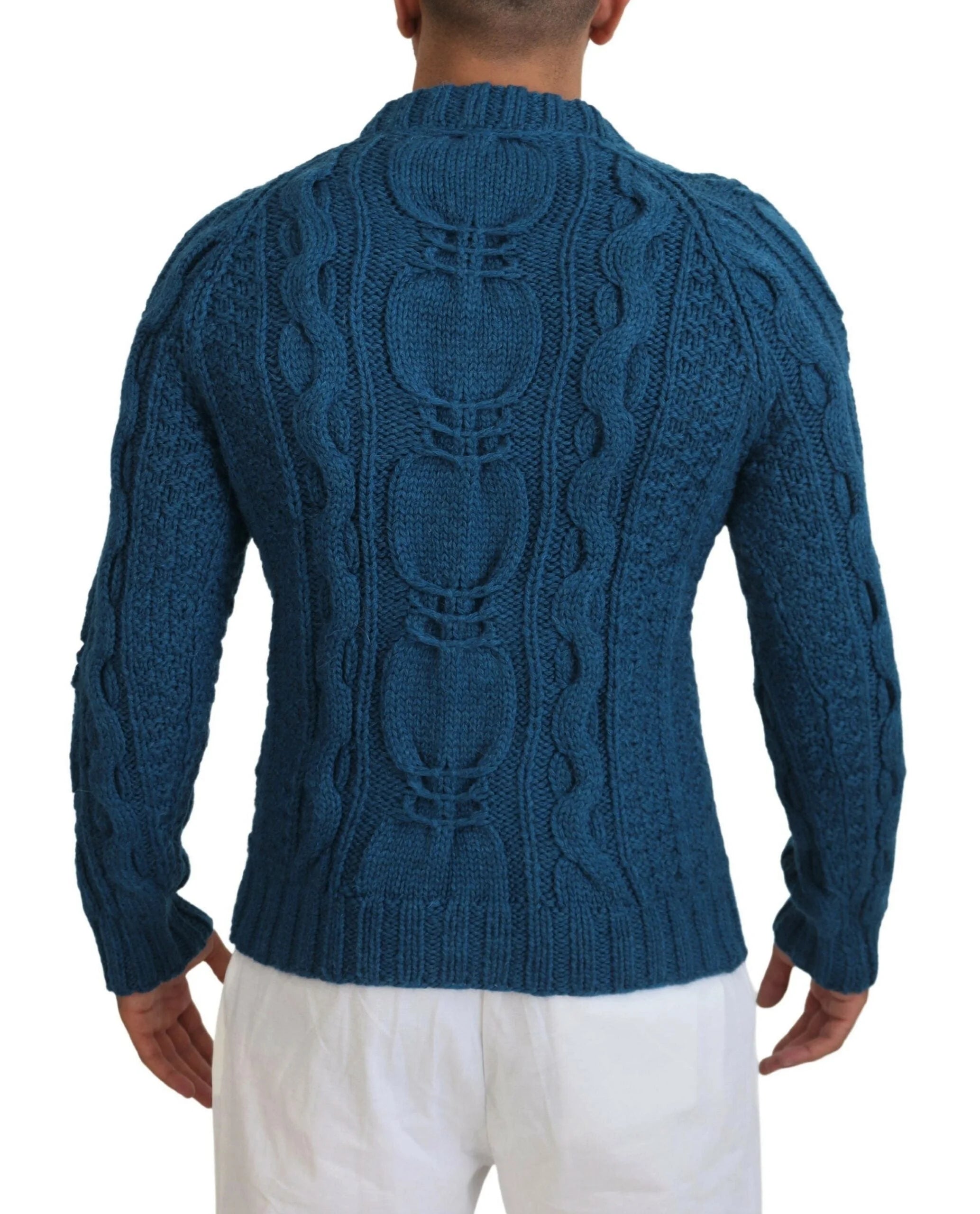 Dolce & Gabbana Blue Knitted Wool Alpaca Pullover Sweater - Sweaters