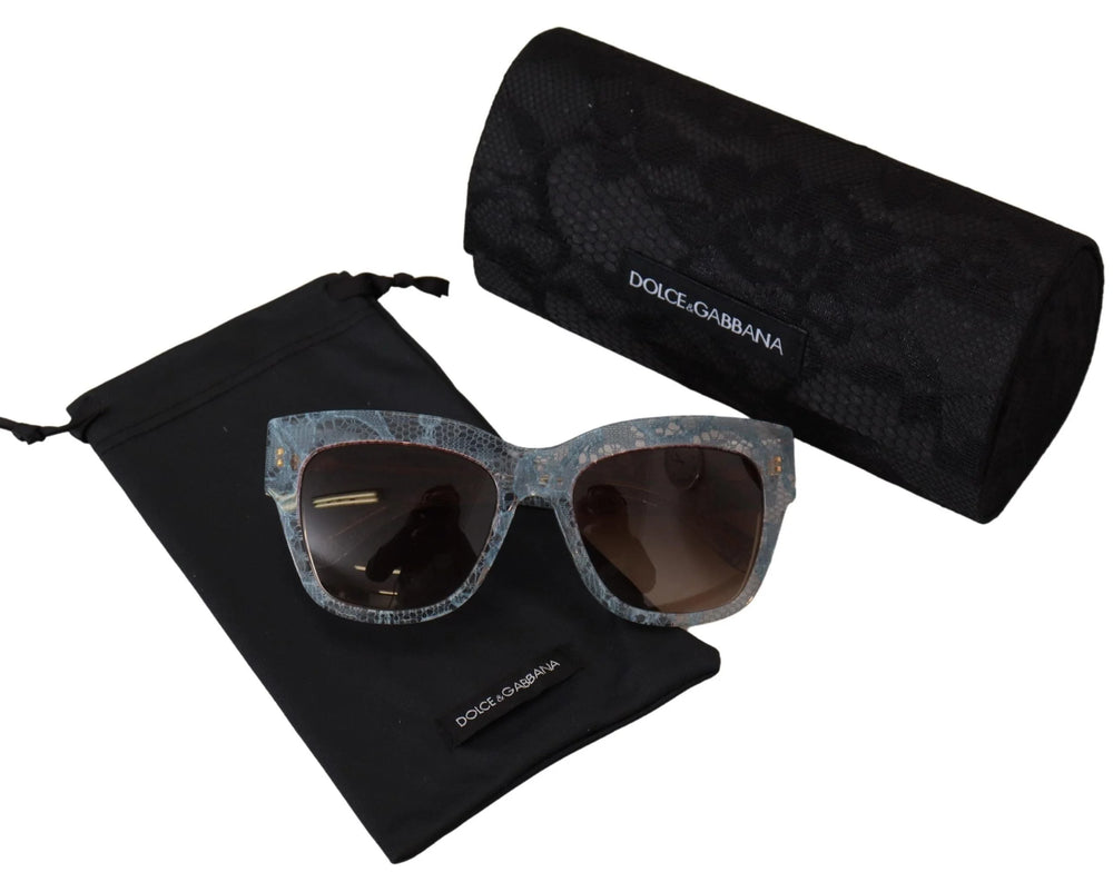 Dolce & Gabbana Blue Lace Acetate Rectangle DG4231 Shades Sunglasses - Sunglasses