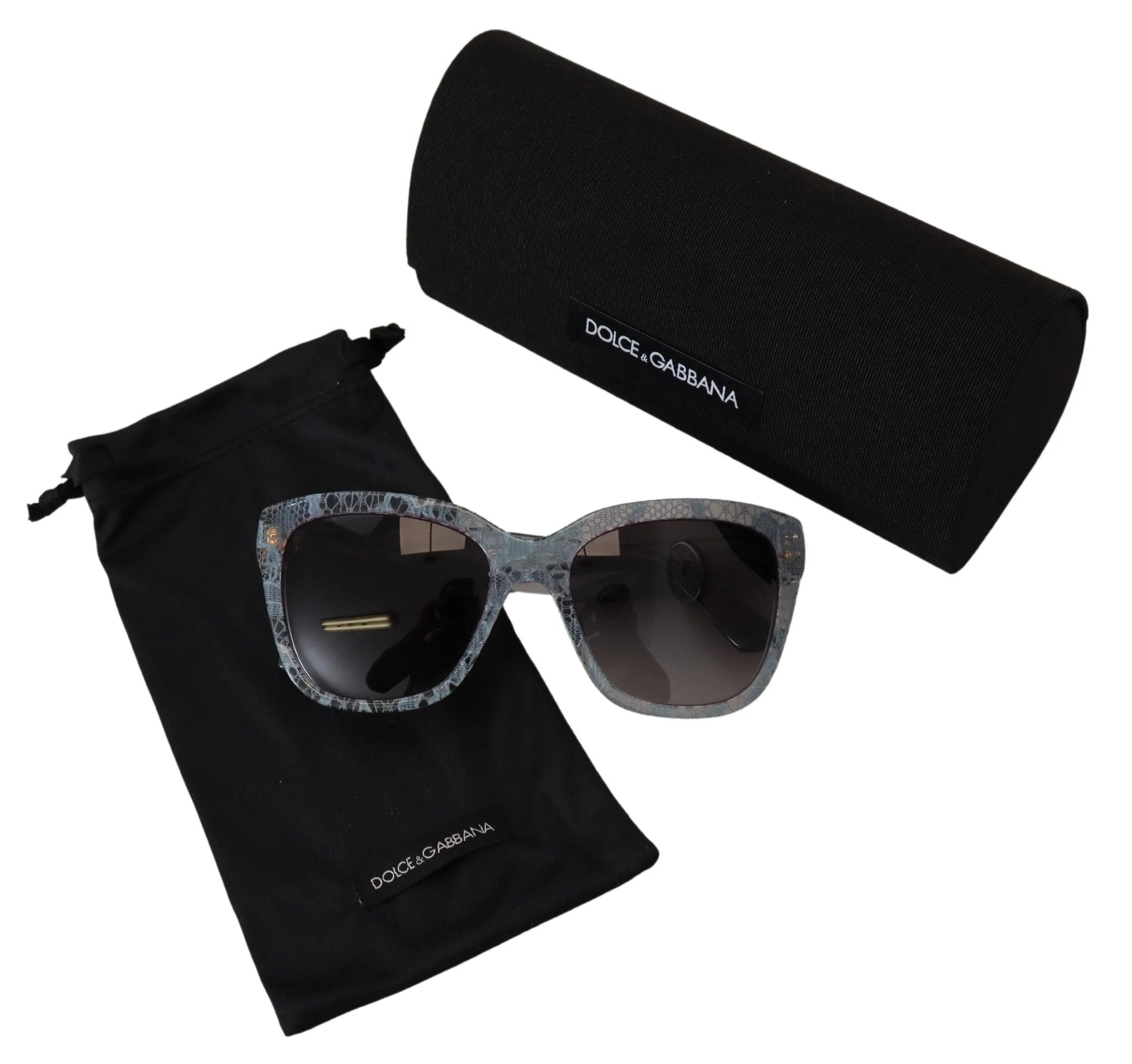 Dolce & Gabbana Blue Lace Acetate Rectangle Shades DG4226 Sunglasses - Sunglasses