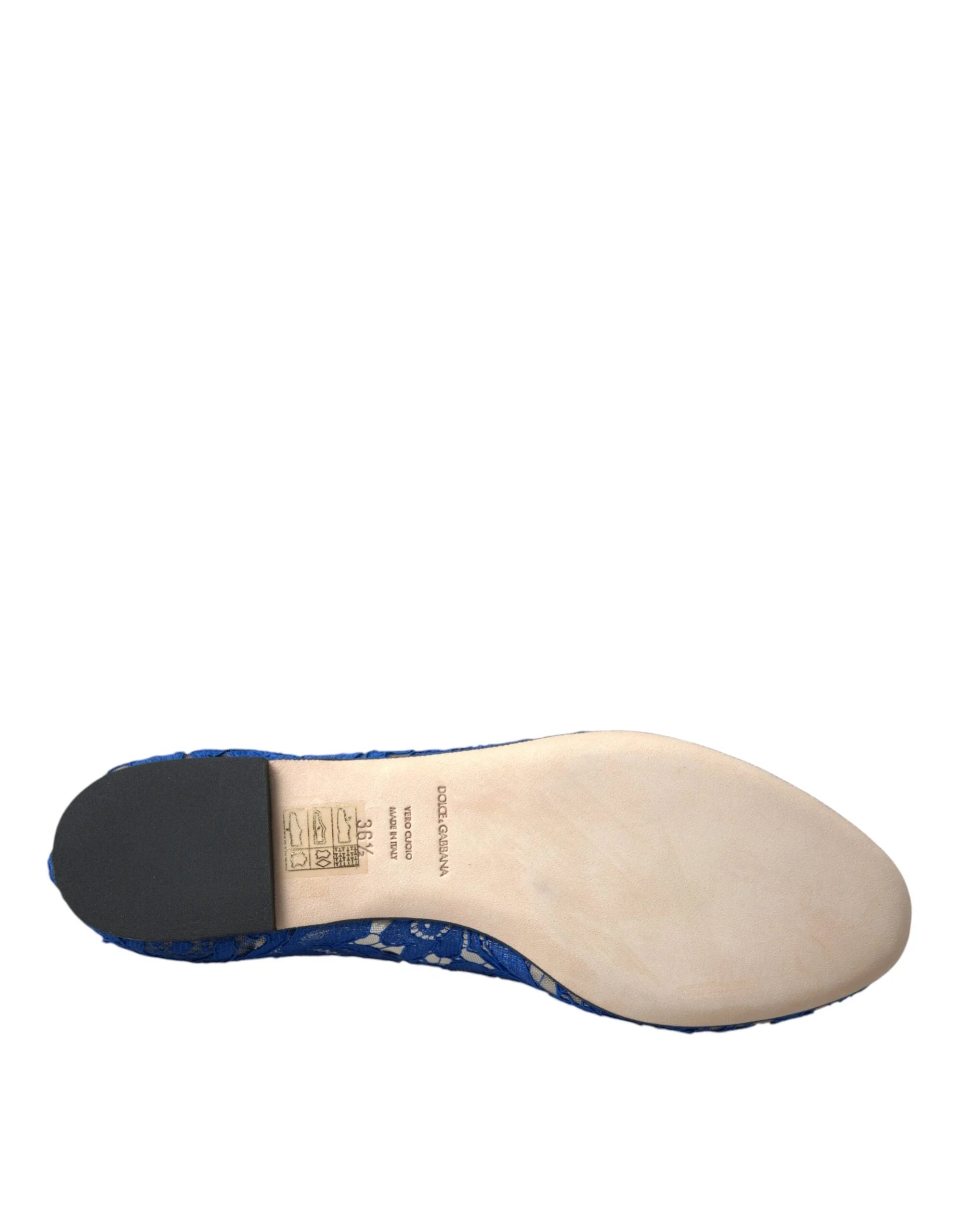 Dolce & Gabbana Ballerinas aus blauer Spitze mit Kristallen, Loafers, Schuhe