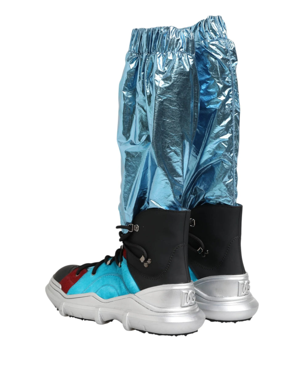 Dolce & Gabbana Blue Lace Up Over The Knee Socks Men Boots Shoes - Boots