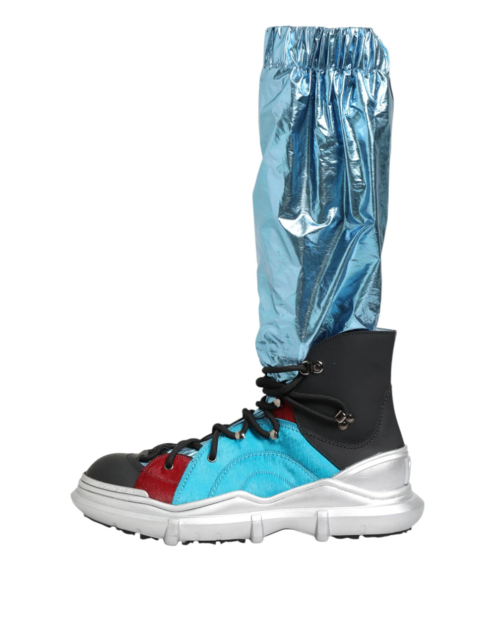 Dolce & Gabbana Blue Lace Up Over The Knee Socks Men Boots Shoes - Boots