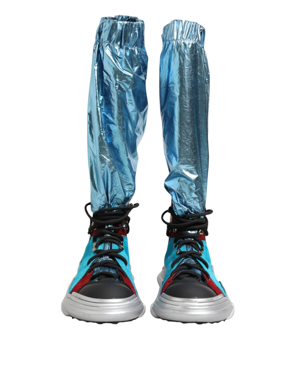 Dolce & Gabbana Blue Lace Up Over The Knee Socks Men Boots Shoes - Boots