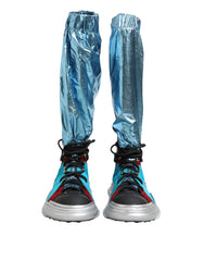 Dolce & Gabbana Blue Lace Up Over The Knee Socks Men Boots Shoes - Boots