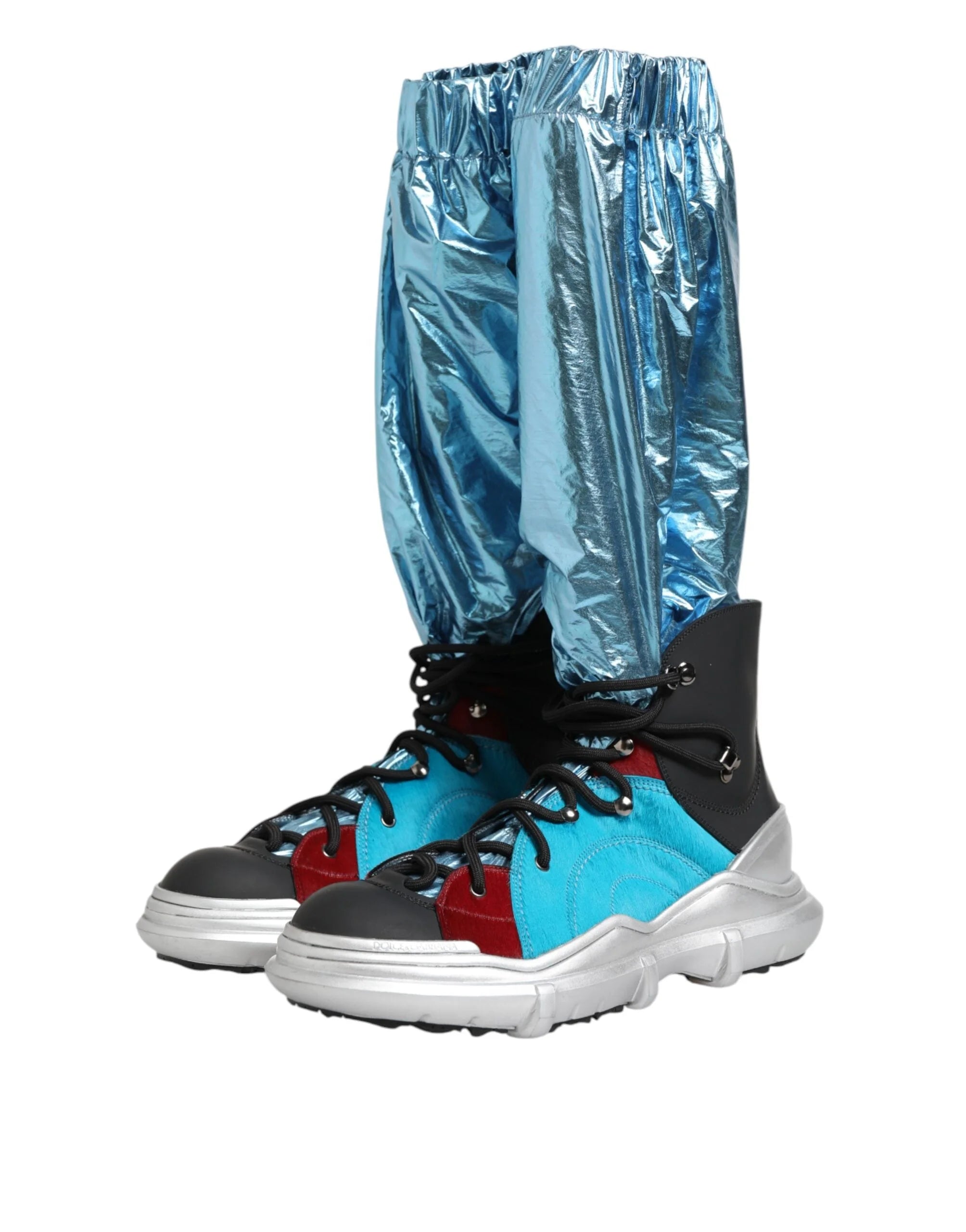 Dolce & Gabbana Blue Lace Up Over The Knee Socks Men Boots Shoes - Boots